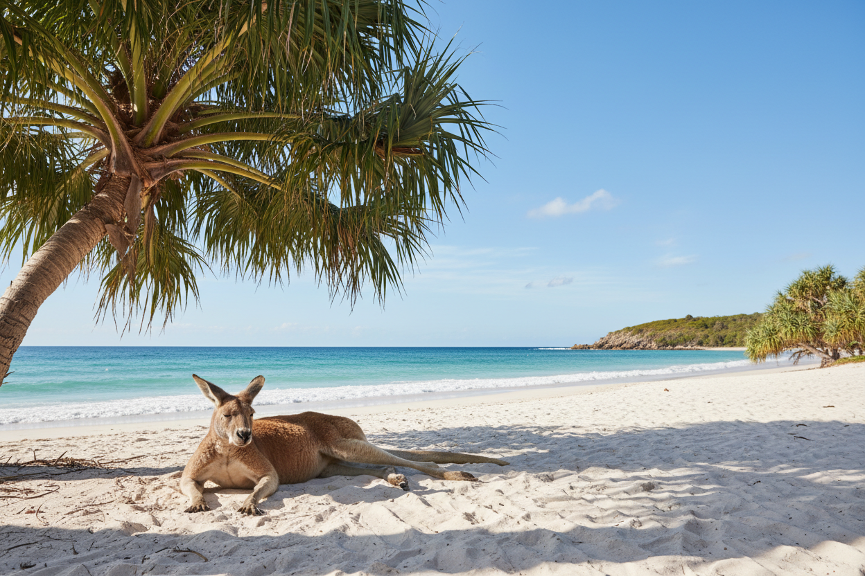 Kangaroo Under Pandanus Tree