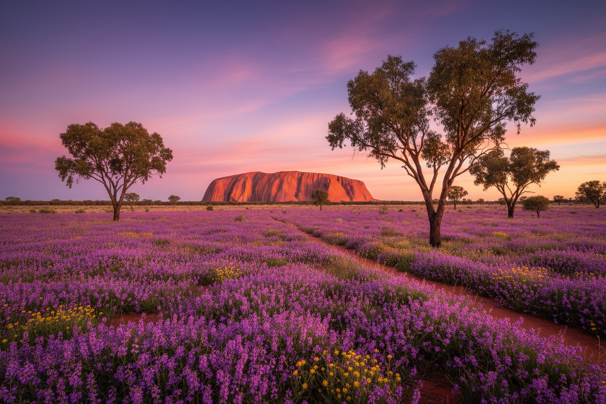 Uluru with Wildflowers
